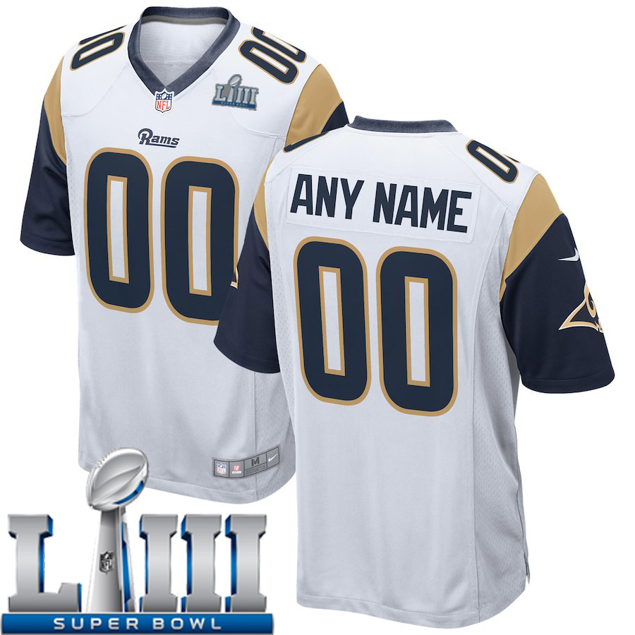Custom Men Los Angeles Rams Nike White 2019 Super Bowl LIII NFL NFL Game Jersey